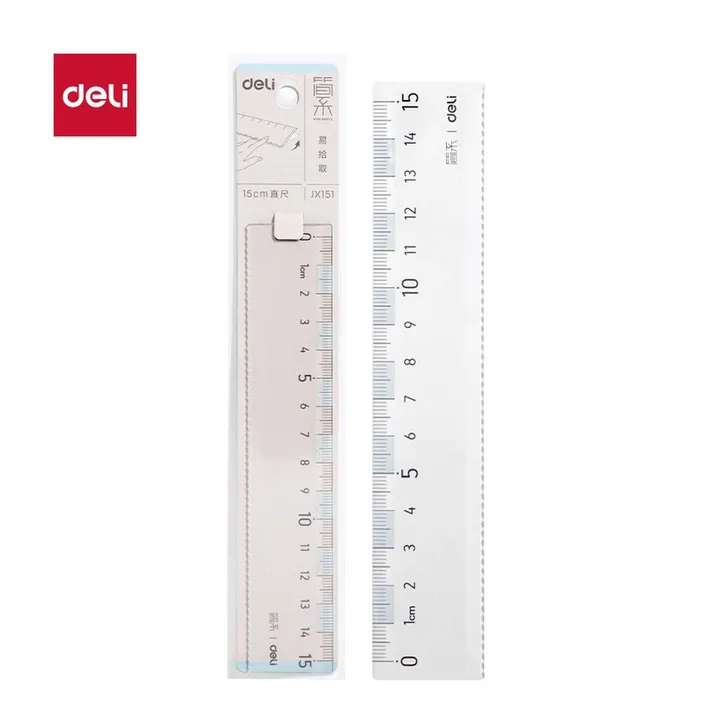 DELI/得力 简系直尺 JX151 颜色:蓝白；尺寸:15cm 单位:把