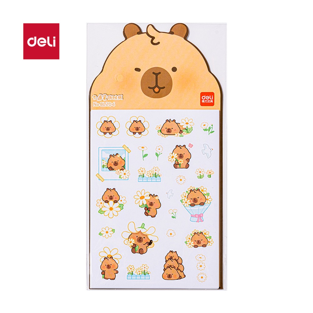 DELI/得力 卡皮巴拉贴纸包 BL204 颜色:混；包装:8张/包 单位:袋
