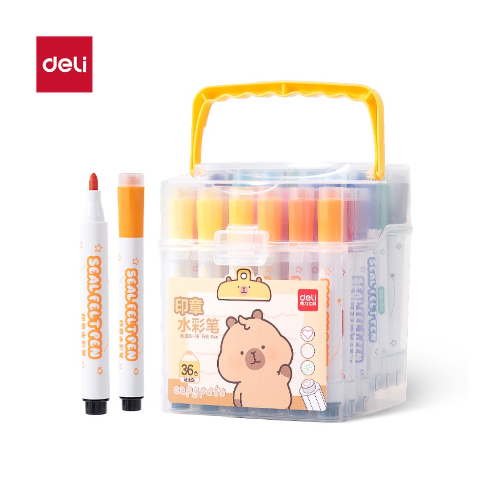 DELI/得力 圆杆印章水彩笔 BL908-36 颜色:混；材质:PP；包装:36色/筒 单位:筒