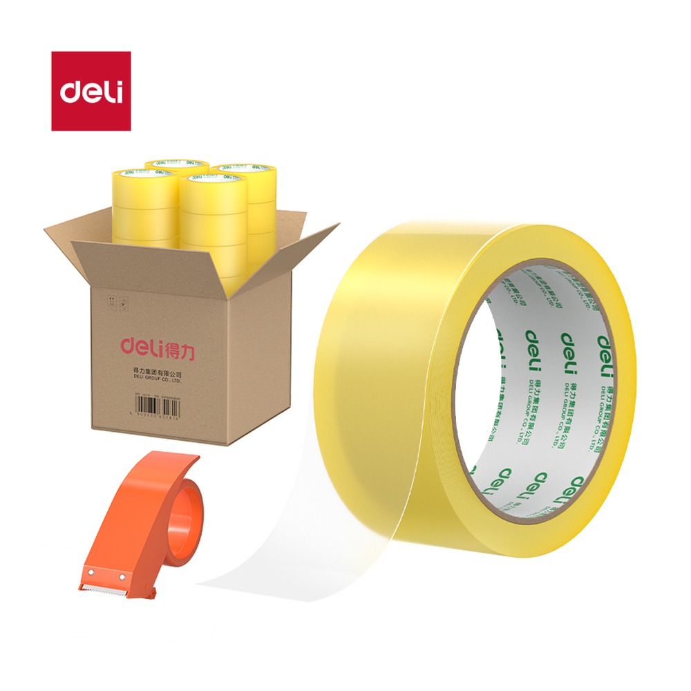 DELI/得力 封箱胶带 JD501 颜色:透明黄；尺寸:48mm*100；包装:4筒/箱；笔芯规格:48mm 单位:箱