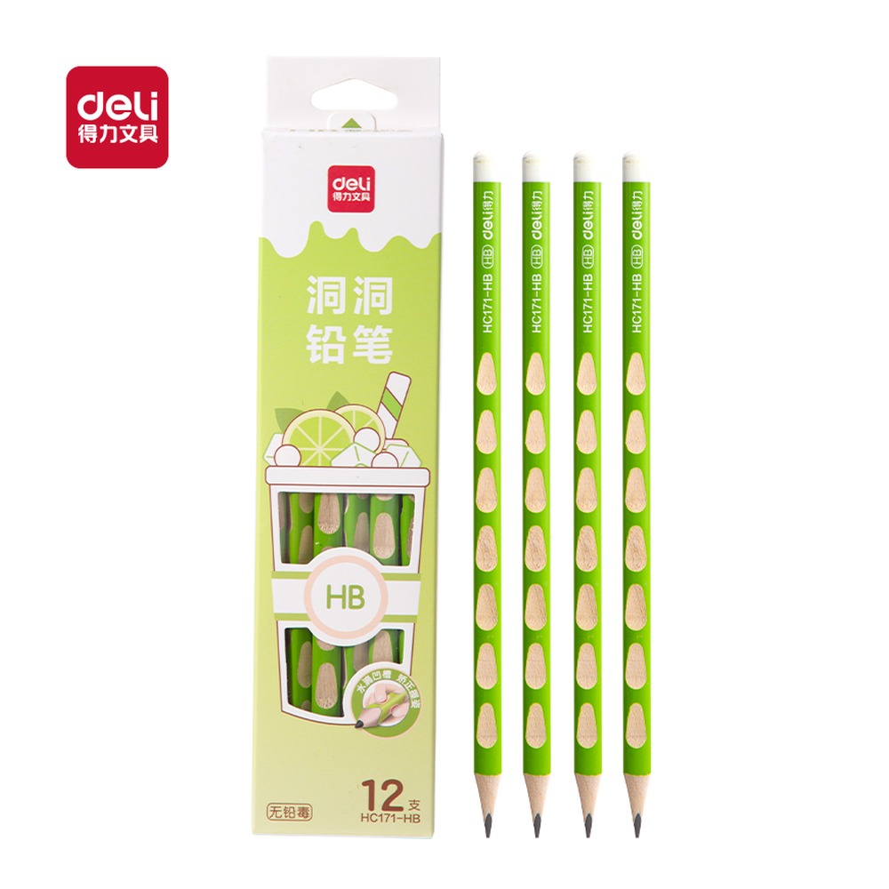 DELI/得力 奶茶洞洞书写铅笔HB HC171-HB 颜色:混；包装:12支/盒；笔芯规格:HB 单位:盒
