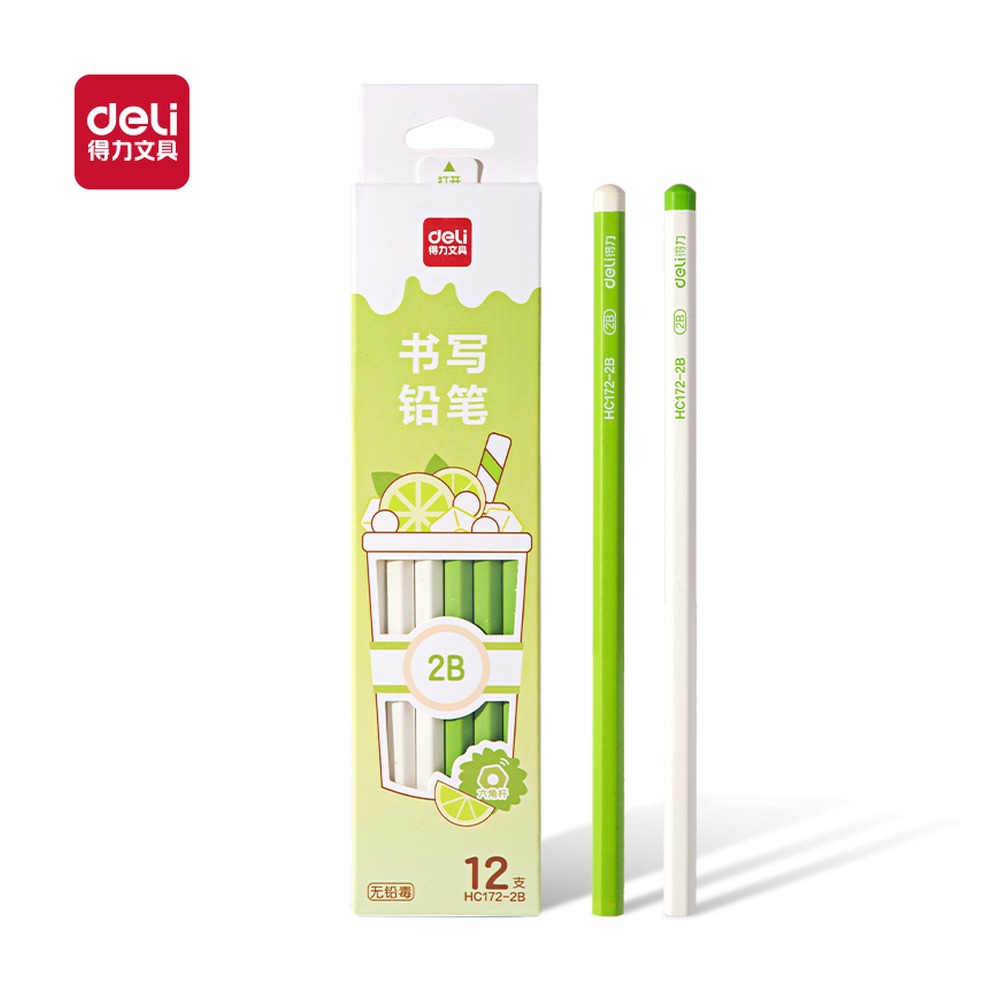 DELI/得力 奶茶六角杆书写铅笔2B HC172-2B 颜色:混；包装:12支/盒；结构:六角杆；笔芯规格:2B 单位:盒