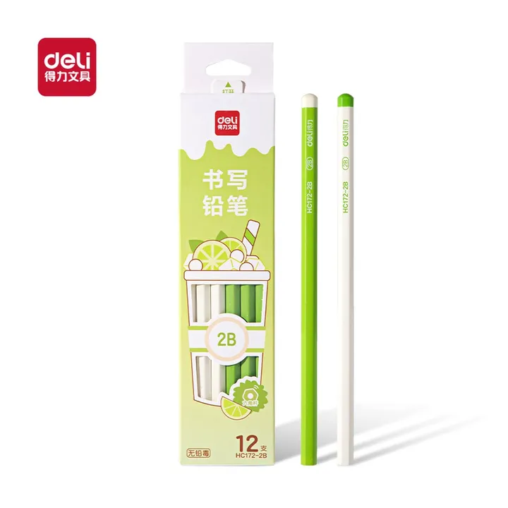 DELI/得力 奶茶六角杆书写铅笔2B HC172-2B 颜色:混；包装:12支/盒；结构:六角杆；笔芯规格:2B 单位:盒