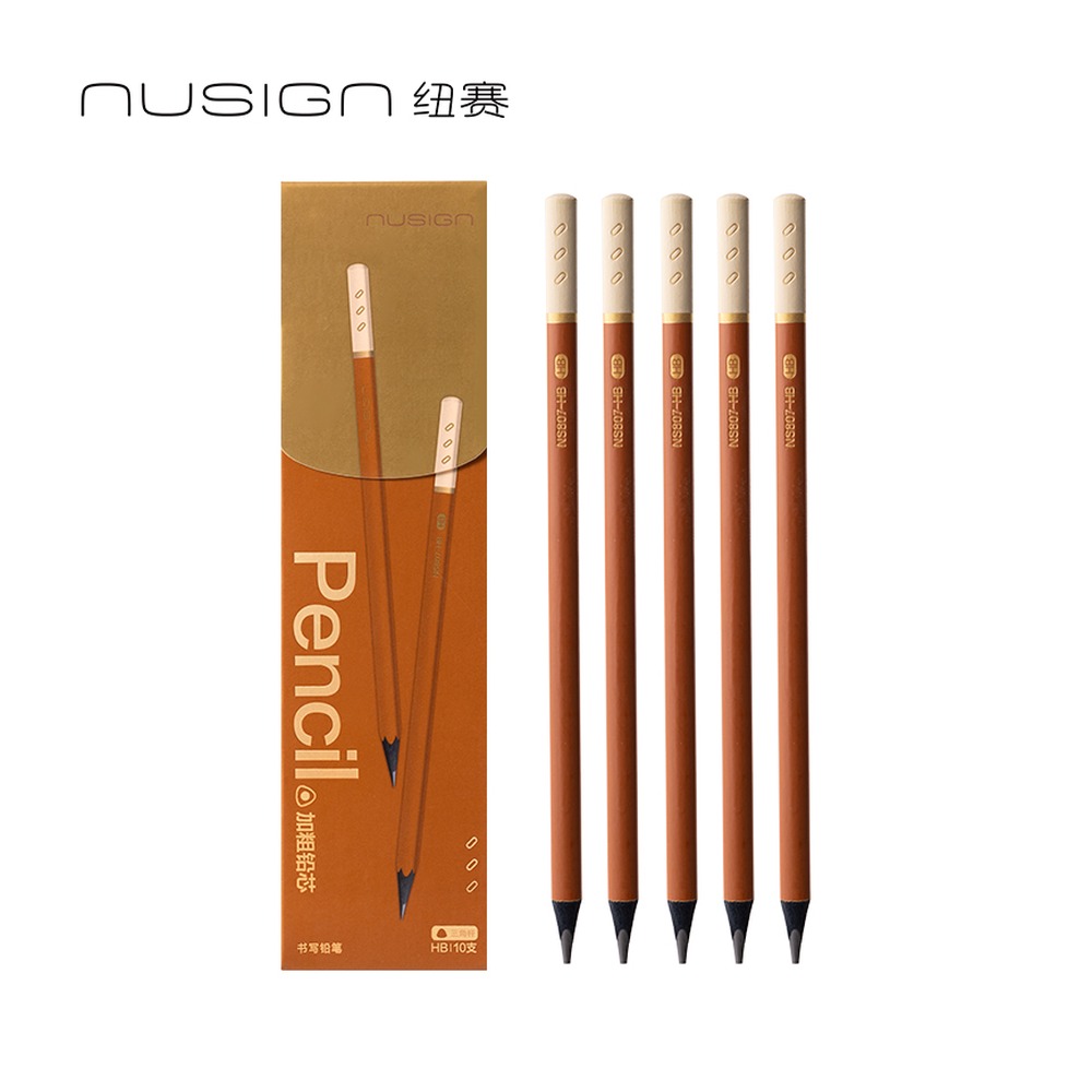 DELI/得力 三角杆纽赛铅笔HB NS807-HB 材质:黑木笔杆+石墨铅芯；尺寸:72mmx175mm (单支)；包装:10支/盒；其他:HB；结构:三角杆 单位:盒