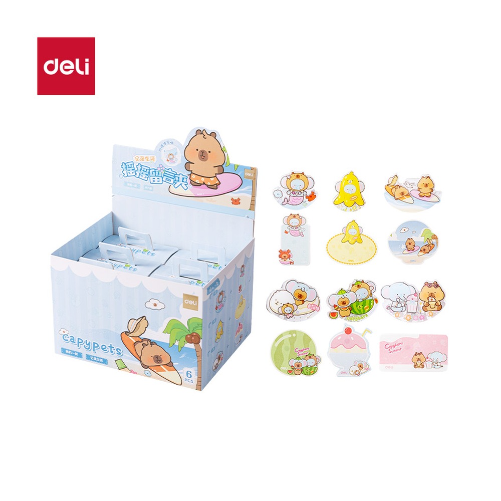 DELI/得力 capypets假日系列摇摇留言夹 BL603 颜色:混；材质:PET 单位:个