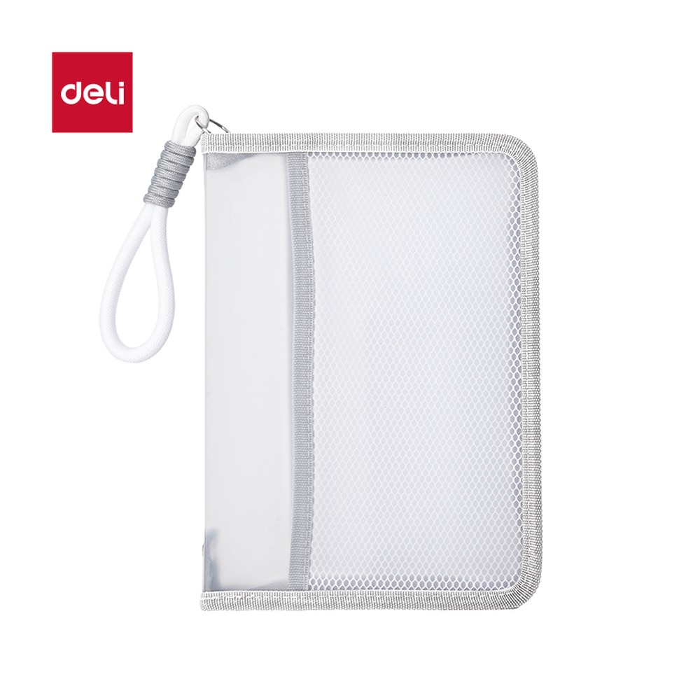 DELI/得力 A5带网兜U型拉链袋 PP141 材质:PP；尺寸:A5；结构:带网兜U型 单位:个