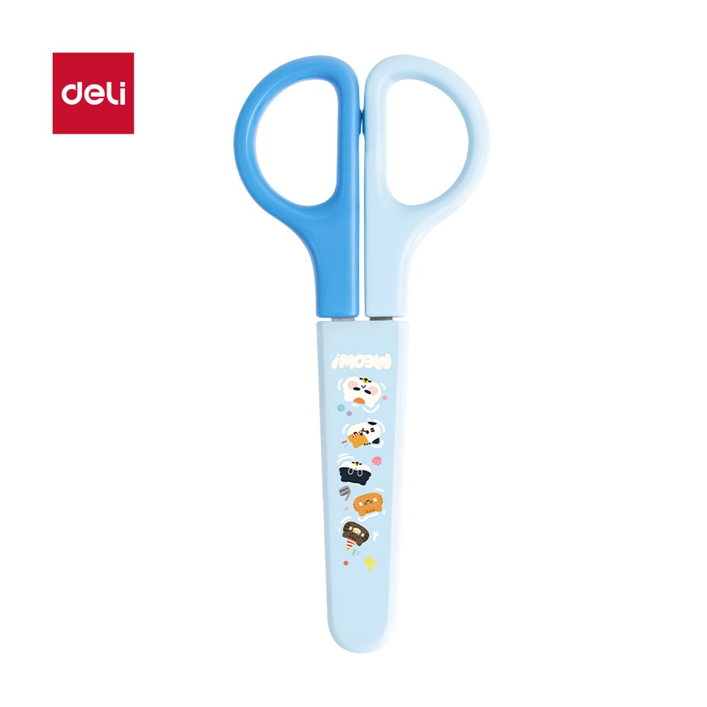 DELI/得力 印花学生剪刀 6021A 颜色:冰川蓝；尺寸:123MM；笔芯规格:123MM 单位:把