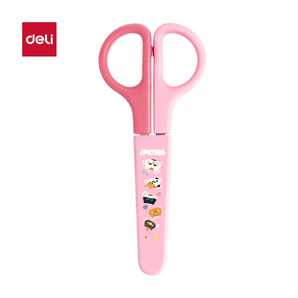 DELI/得力 印花学生剪刀 6021A 颜色:珊瑚粉；尺寸:123MM；笔芯规格:123MM 单位:把