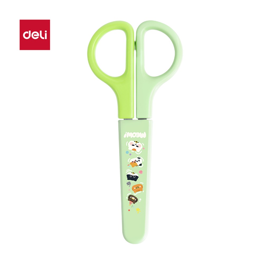 DELI/得力 印花学生剪刀 6021A 颜色:苔藓绿；尺寸:123MM；笔芯规格:123MM 单位:把