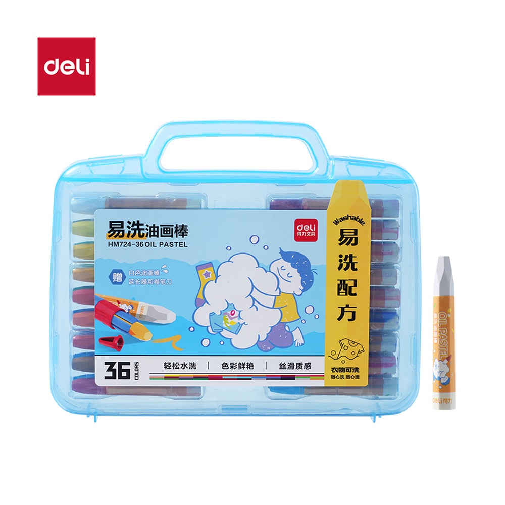 DELI/得力 易洗六角杆油画棒 HM724-36 规格:(225*210*35)mm 48) = i；颜色:混；结构:六角杆 单位:盒