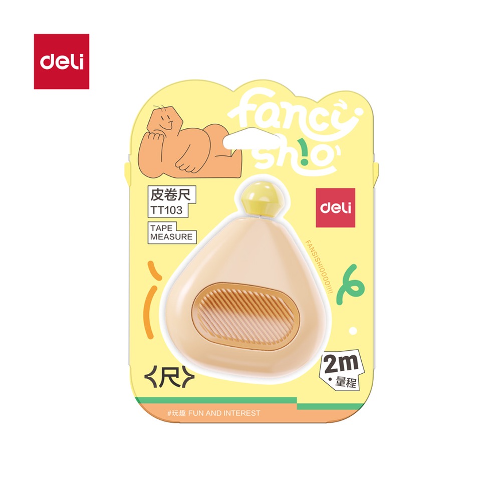DELI/得力 潮萌皮卷尺 TT103 颜色:橙色；尺寸:2m 单位:个