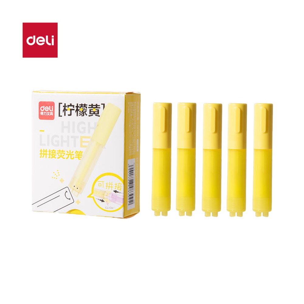 DELI/得力 迷你拼接荧光笔荧光色系 SK404 颜色:黄 单位:支