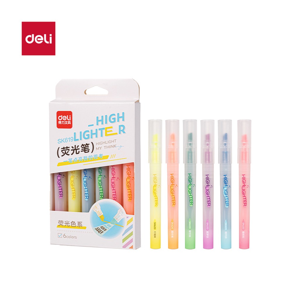 DELI/得力 荧光笔 SK619 颜色:混；包装:6支/盒 单位:盒