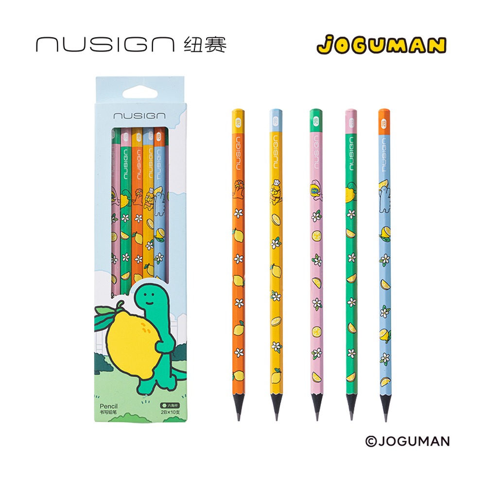 DELI/得力 乔古漫六角杆纽赛铅笔2B NS803-2BQ 颜色:混；材质:根木笔杆+石墨欠总；尺寸:(1°76*7) mm；包装:10支/盒；其他:2B；结构:六角杆 单位:盒