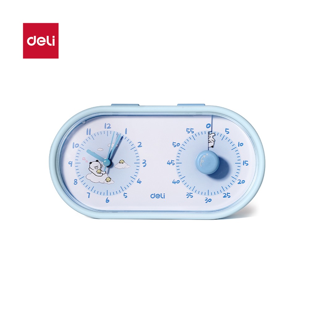 DELI/得力 双屏机械可视化计时器 LE230 颜色:蓝；尺寸:180*51*98mm；结构:双屏机械可视化 单位:台