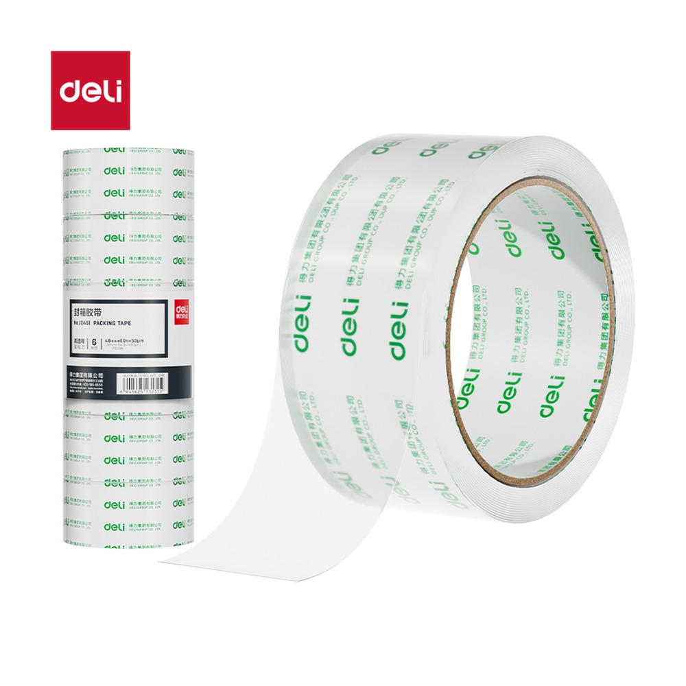 DELI/得力 封箱胶带 JD451 尺寸:48mm*60；包装:6卷/筒；笔芯规格:48mm 单位:筒