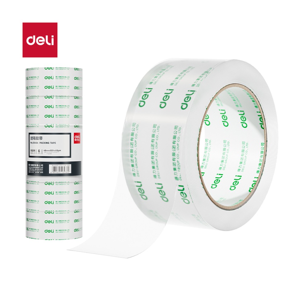DELI/得力 封箱胶带 JD454 尺寸:48mm*100；包装:6卷/筒；笔芯规格:48mm 单位:筒