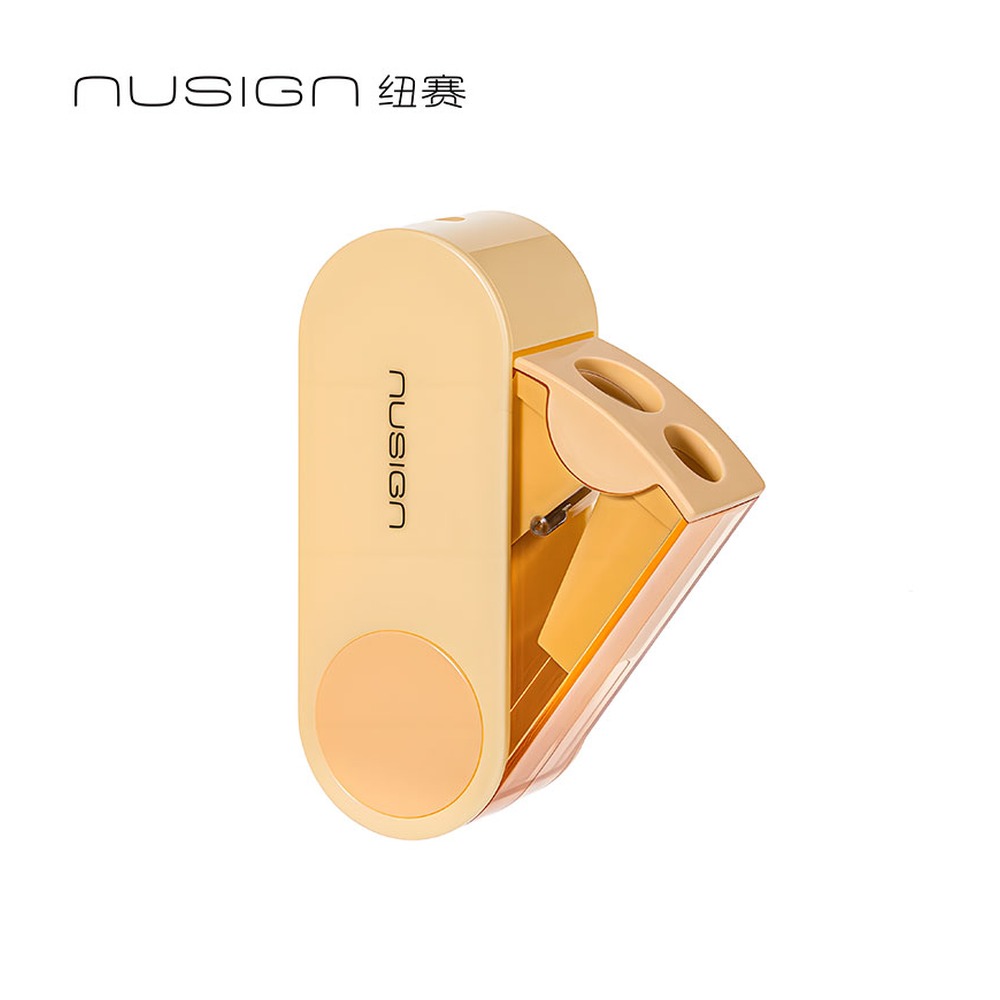 DELI/得力 FOLD旋转密封门双孔卷笔刀 NS074 颜色:雏菊黄 单位:个
