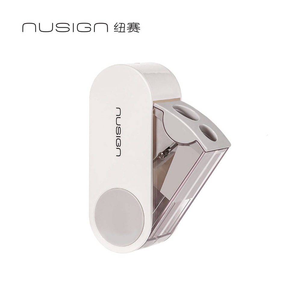 DELI/得力 FOLD旋转密封门双孔卷笔刀 NS074 颜色:瓷白色 单位:个