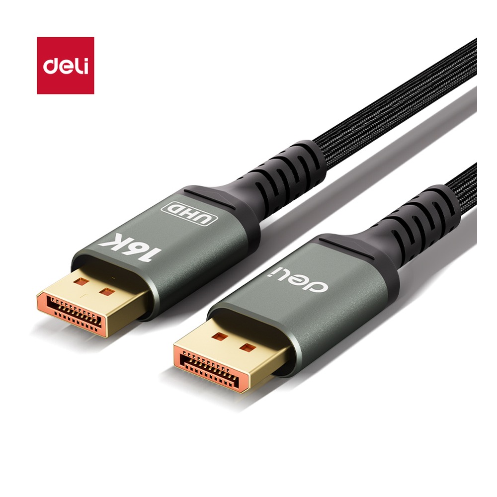 DELI/得力 DP2.1线16K合金棉网款 AF230D-20 颜色:黑色；尺寸:2米；容量:80Gb 单位:条