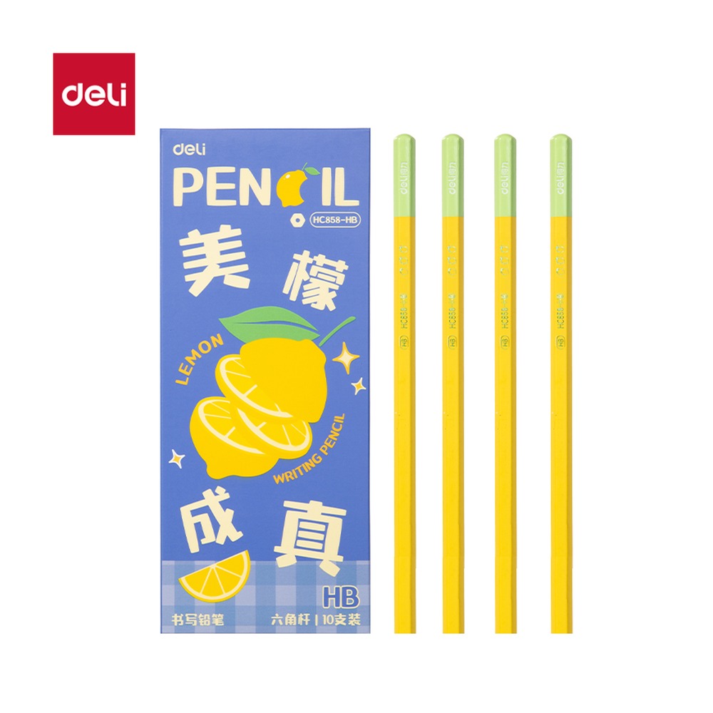 DELI/得力 六角杆书写铅笔HB HC858-HB 颜色:黄；包装:10支/盒；其他:HB 单位:盒