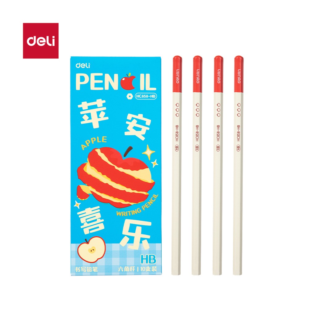 DELI/得力 六角杆书写铅笔HB HC858-HB 颜色:红；包装:10支/盒；其他:HB 单位:盒