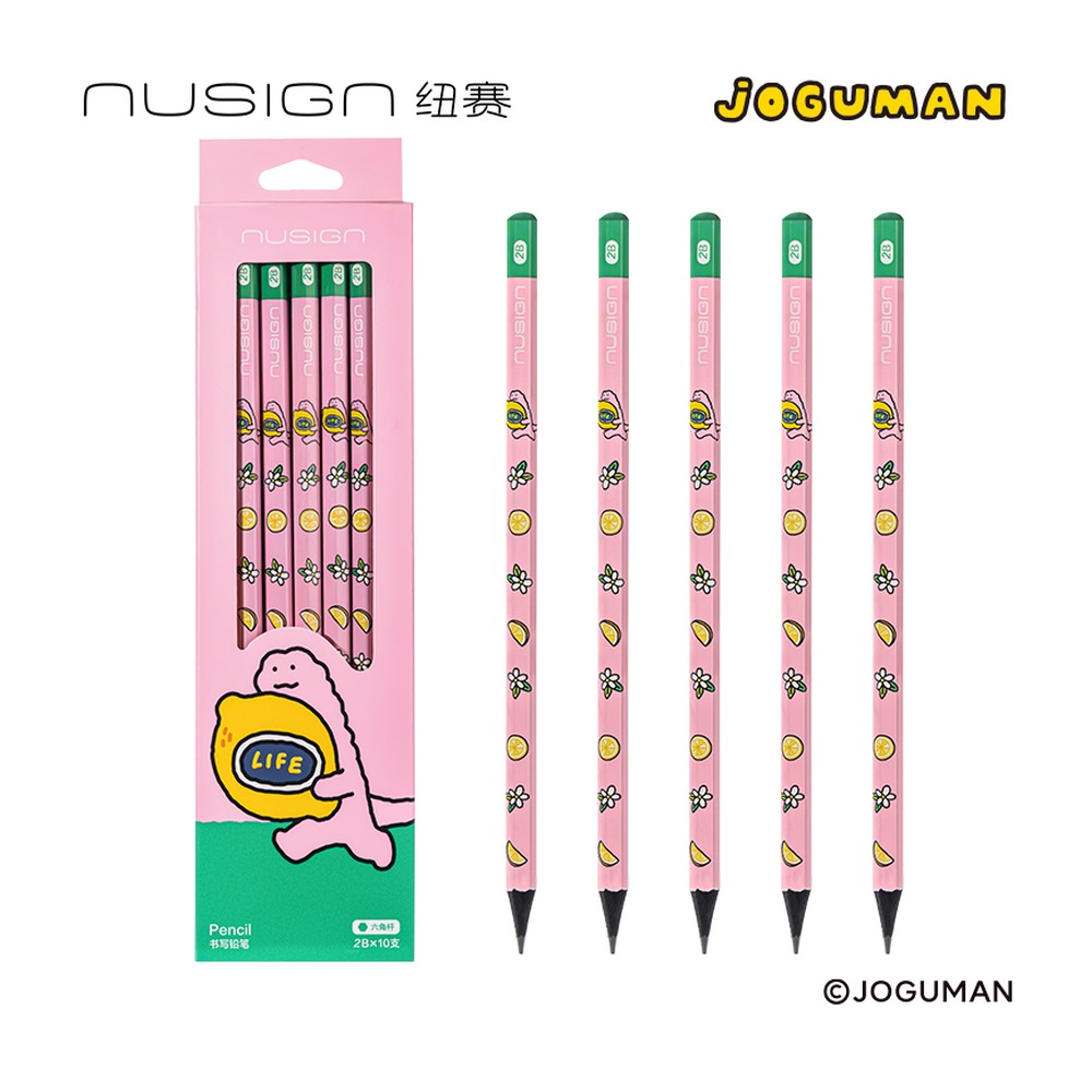 DELI/得力 乔古漫纽赛铅笔2B NS803-2BQ 颜色:粉色；材质:根木笔杆+石墨铅总；尺寸:(1°76*7) mm；包装:10支/盒；其他:2B 单位:盒