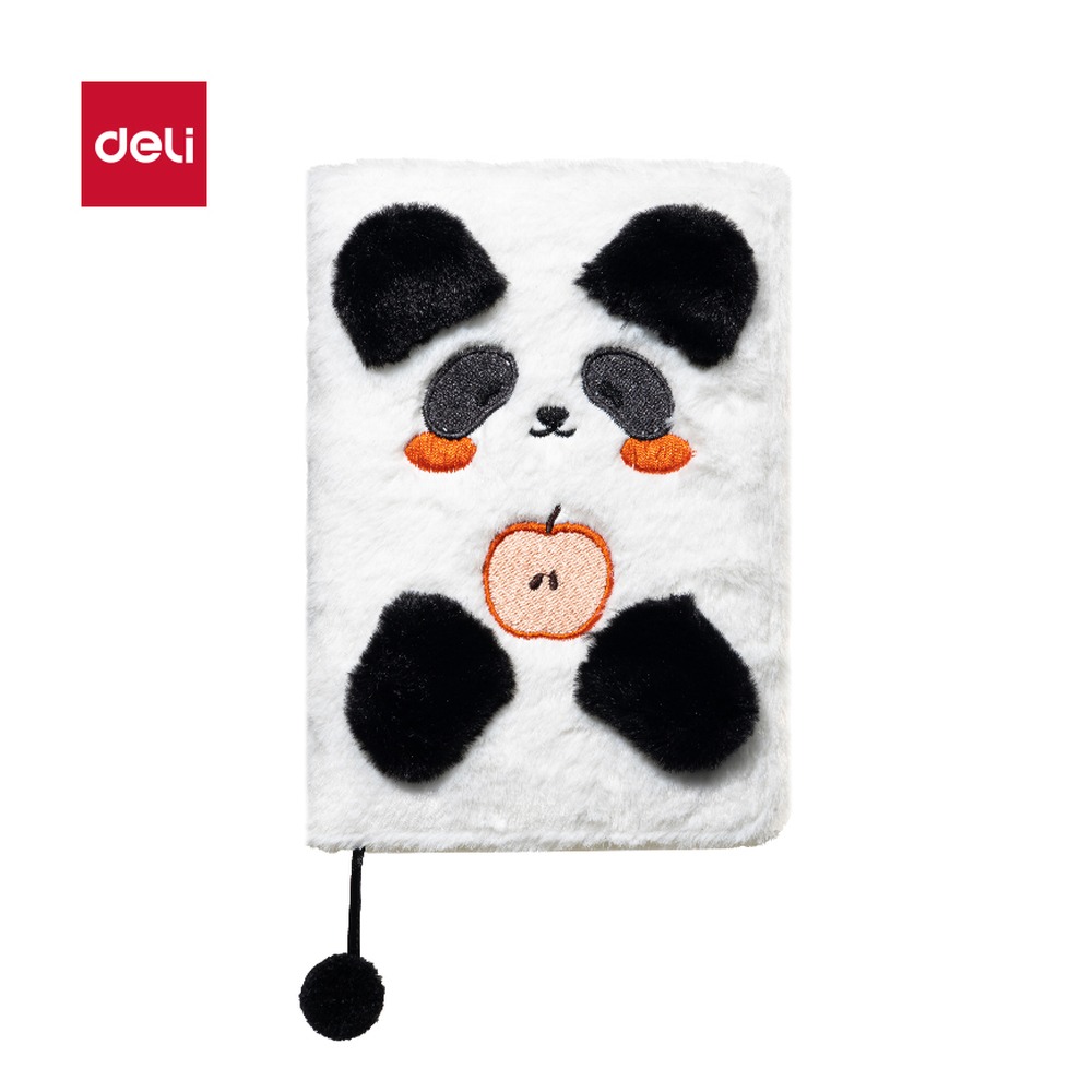 DELI/得力 熊猫毛绒精装本 XM201 尺寸:A6；纸张规格:112张/A6 单位:本