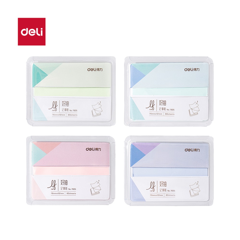 DELI/得力 抽取式记事贴 7605 颜色:混；尺寸:101mm；包装:盒；笔芯规格:101mm 单位:袋