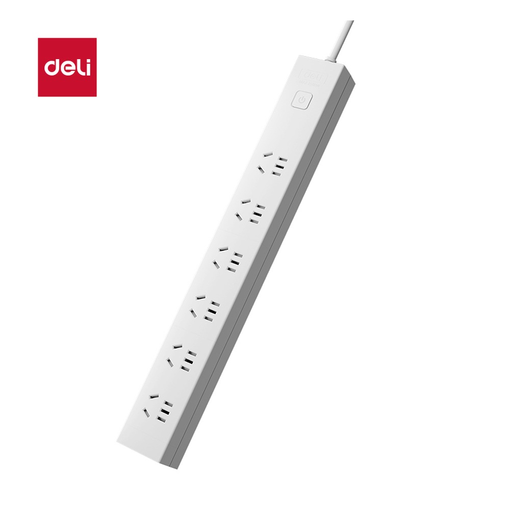 DELI/得力 LU1760PDU插座6组1.8米纸 LU1760(1.8) 颜色:白色；尺寸:1.8米；包装:纸盒装；额定功率:2500W；结构:6组 单位:个