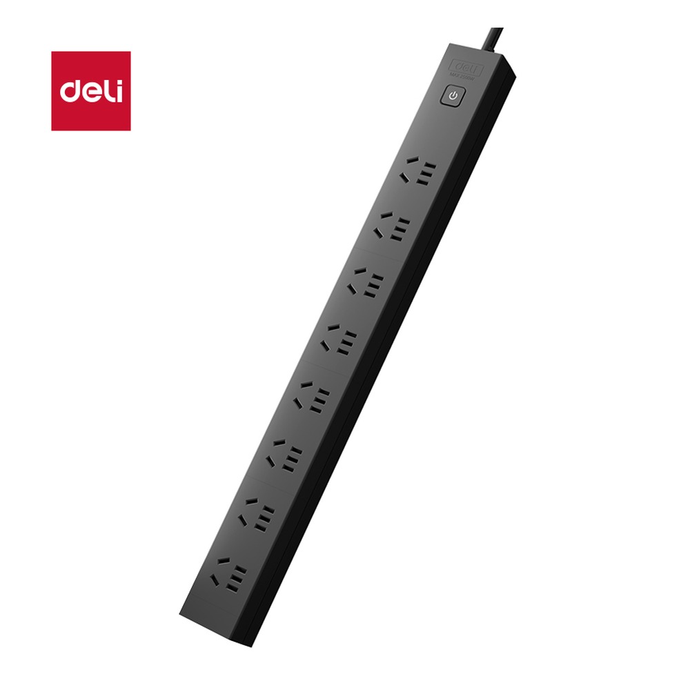 DELI/得力 LU5080PDU插座8组1.8米纸 LU5080(1.8) 颜色:黑色；尺寸:1.8米；包装:纸盒装；额定功率:2500W；结构:8组 单位:个