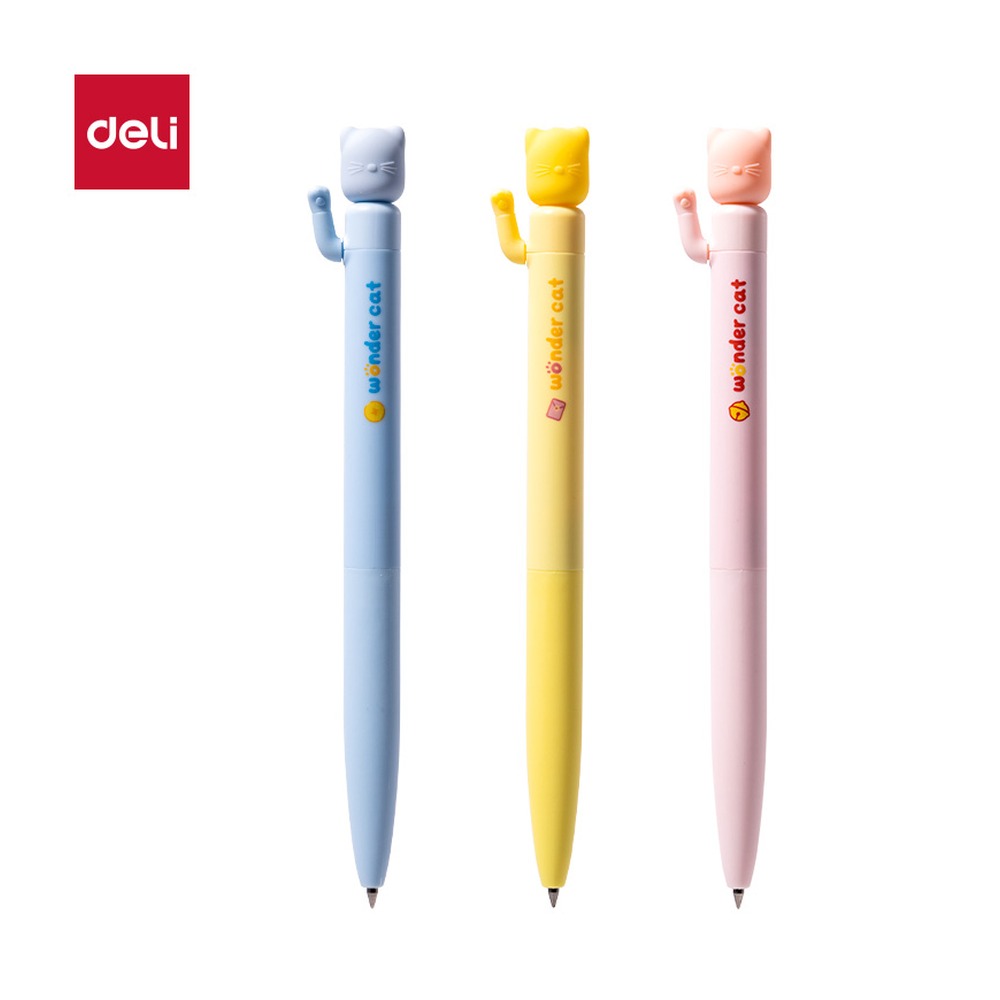 DELI/得力 招财笔按动中性笔速干 S197 颜色:黑；尺寸:0.5mm；包装:支；笔芯规格:0.5mm、速干子弹头 单位:支