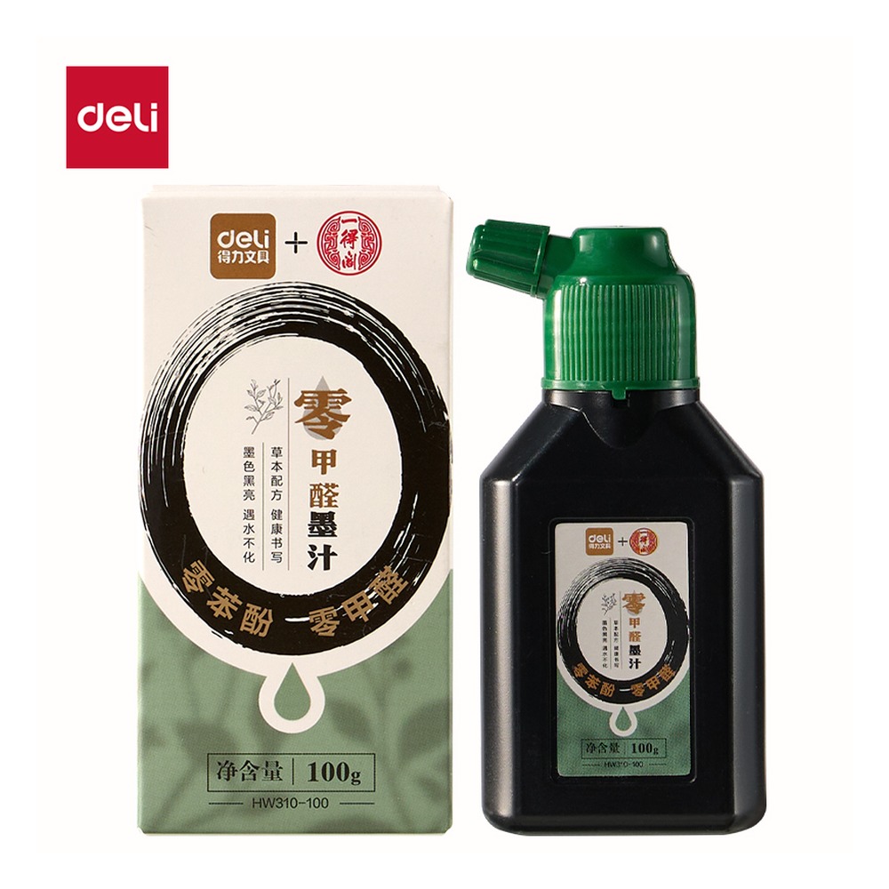 DELI/得力 一得阁联名零甲醛墨汁 HW310-100 颜色:黑；克重:100g；包装:盒 单位:盒