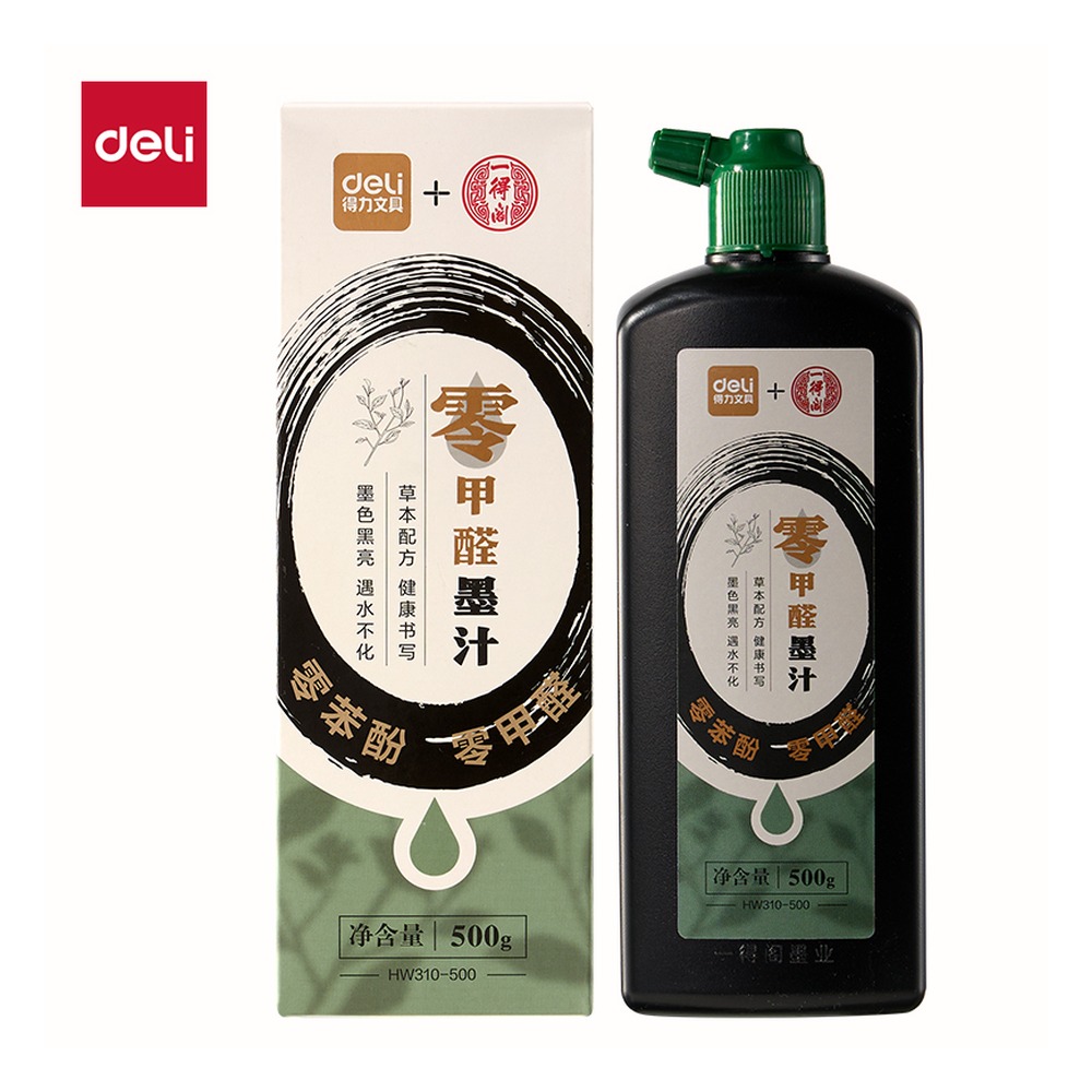 DELI/得力 一得阁联名零甲醛墨汁 HW310-500 颜色:黑；克重:500g；包装:盒 单位:盒