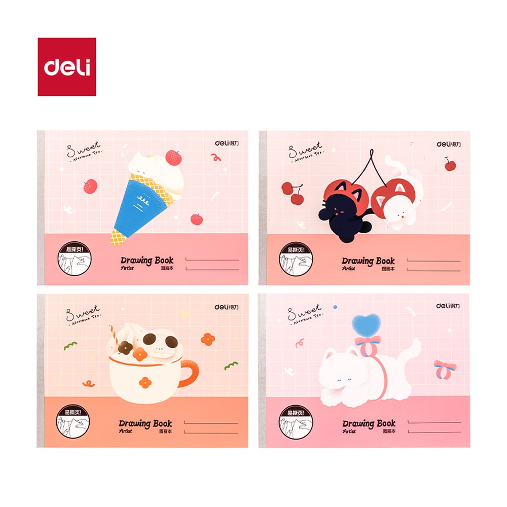DELI/得力 图画本 BE512 颜色:混；尺寸:290mm；包装:4本/包；纸张规格:20页；页产量:20页 单位:包