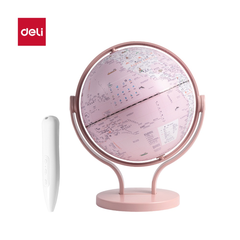 DELI/得力 点读地球仪浅粉 LG140-20CW 颜色:浅粉色；尺寸:20cm；包装:个 单位:个