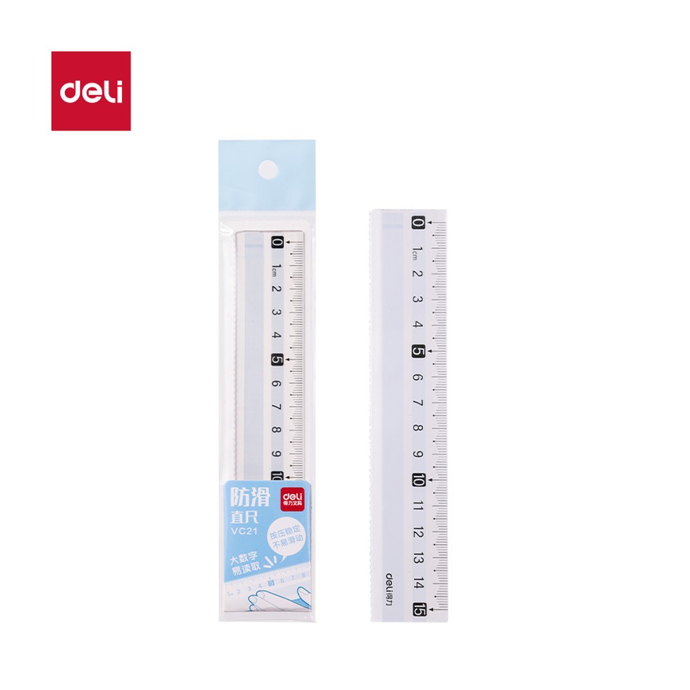 DELI/得力 防滑直尺 VC21 颜色:蓝；尺寸:15cm 单位:把