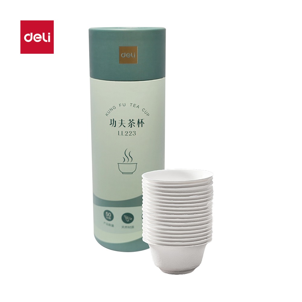 DELI/得力 功夫茶杯 LL223 颜色:白色；尺寸:45m；容量:45mL；包装:50只 单位:筒