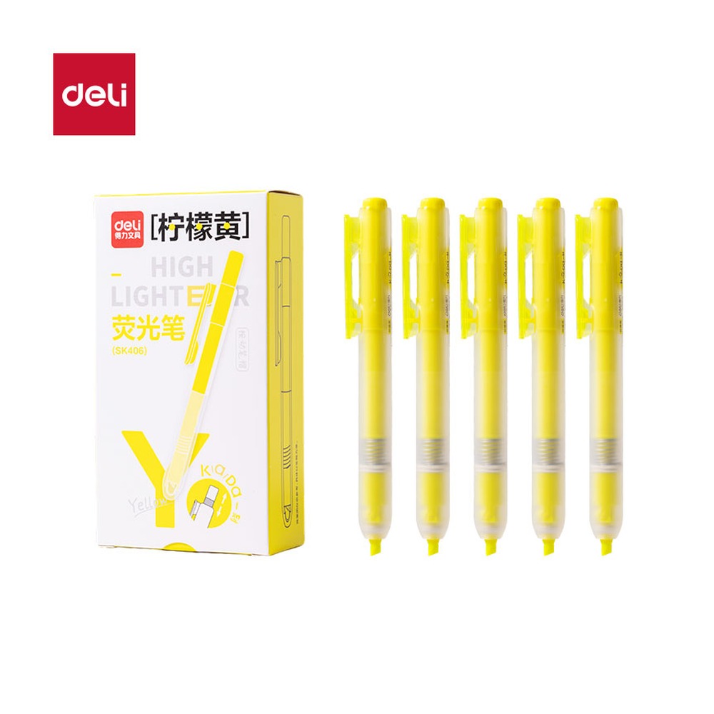 DELI/得力 按动荧光笔荧光色系 SK406 颜色:黄色 单位:支