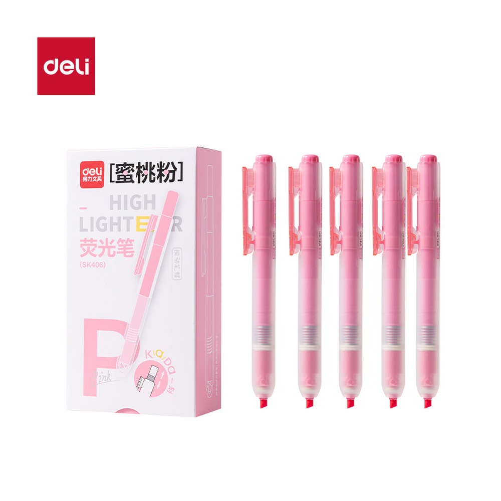 DELI/得力 按动荧光笔荧光色系 SK406 颜色:粉色 单位:支