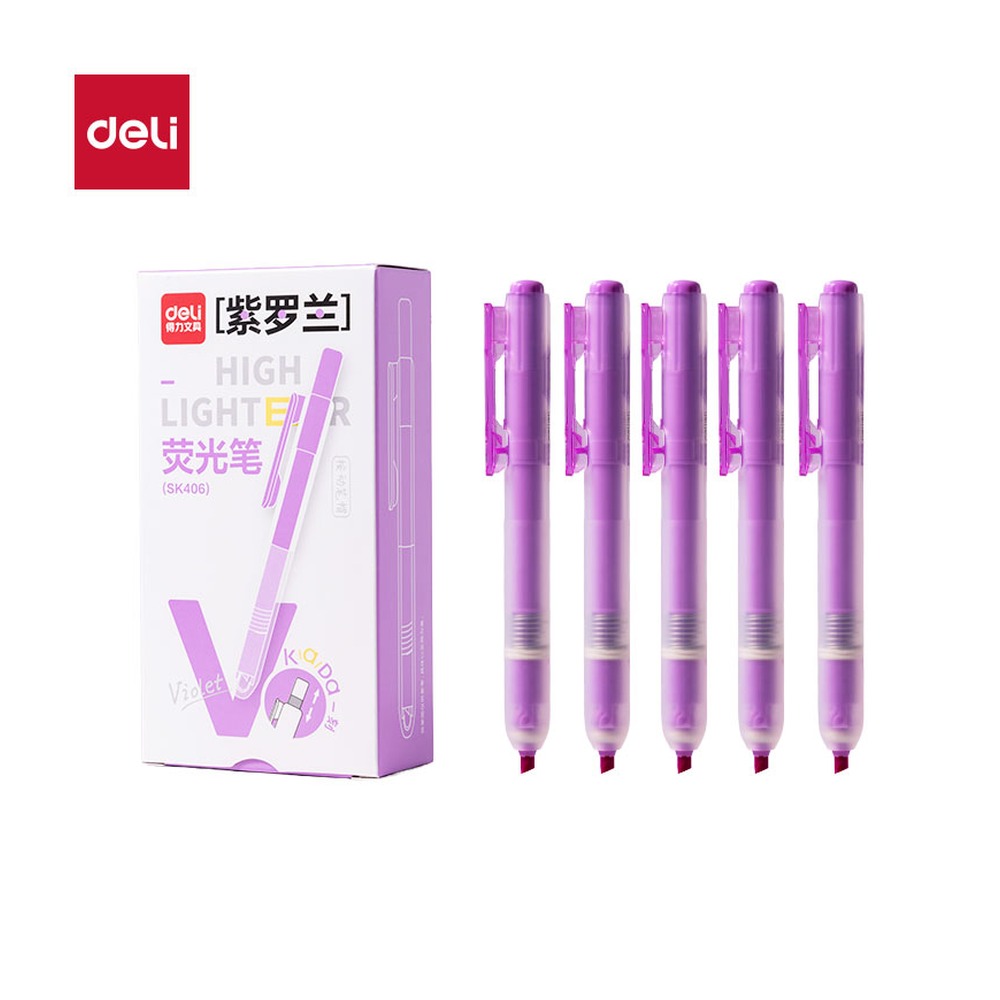 DELI/得力 按动荧光笔荧光色系 SK406 颜色:紫色 单位:支