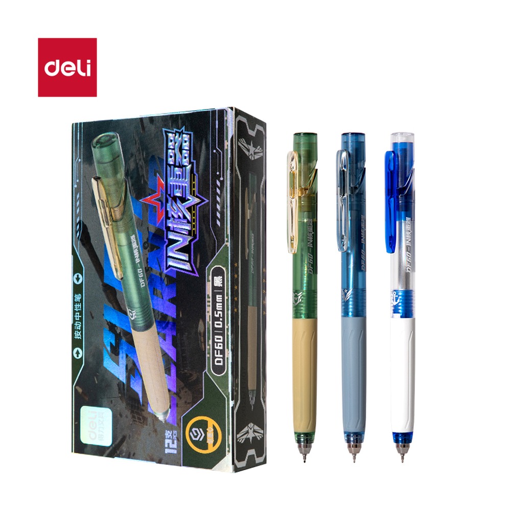 DELI/得力 IN核重器按动中性笔 DF60 颜色:黑；尺寸:0.5mm；笔芯规格:0.5mm 单位:支