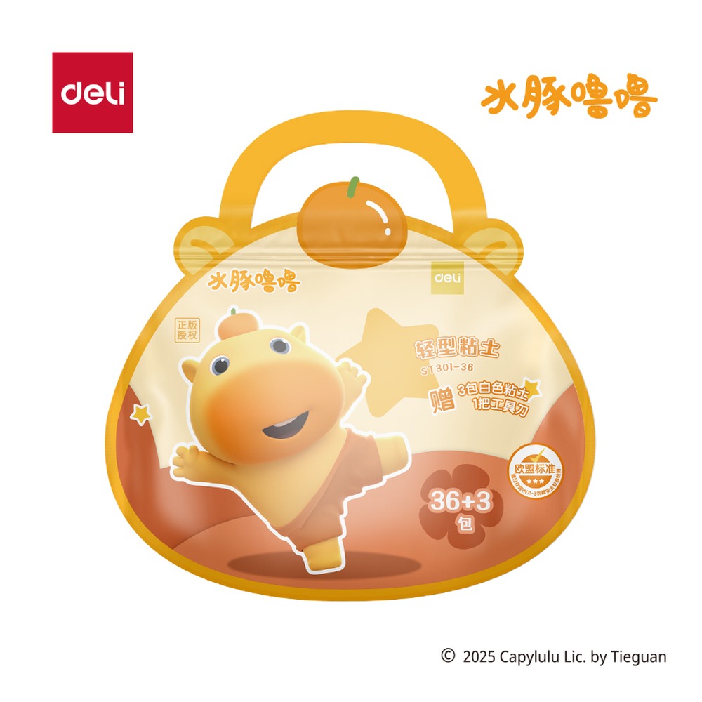 DELI/得力 水豚噜噜粘土+ ST301-36 颜色:混；包装:36色+3包 单位:袋