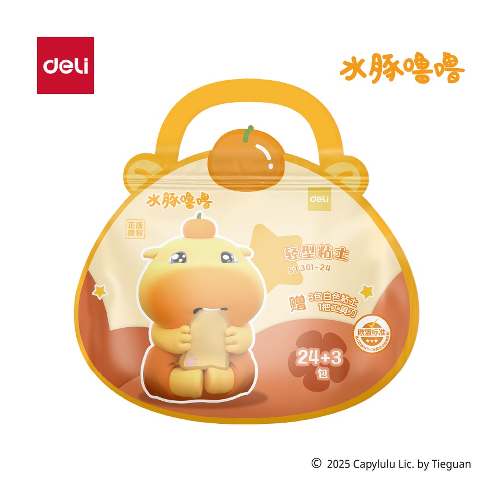 DELI/得力 水豚噜噜粘土+ ST301-24 颜色:混；包装:24色+3包 单位:袋