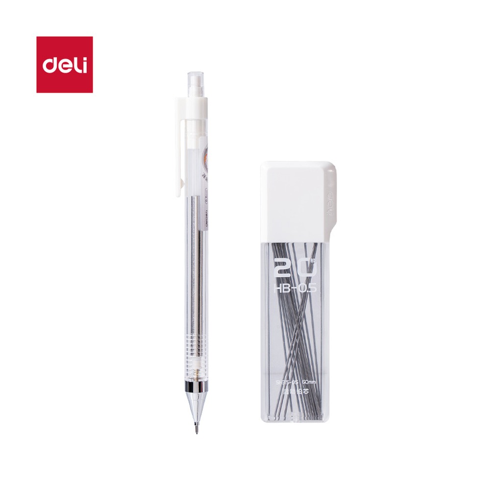 DELI/得力 摇摇出芯活动铅笔 SH315-05 颜色:白；尺寸:0.5mm；笔芯规格:0.5mm/60mm 单位:卡