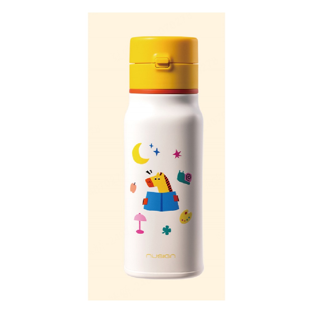 DELI/得力 马年限定弹盖式保温杯 NS901-H 颜色:黄；尺寸:380m；容量:380mL/316L 单位:个