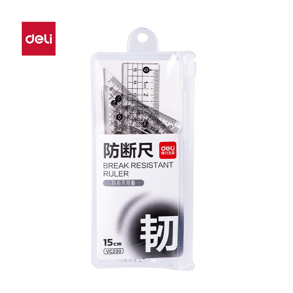 DELI/得力 简约防断套尺 VC230 颜色:透明；尺寸:15cm 单位:套