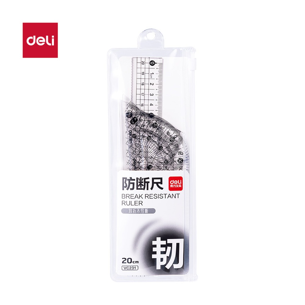 DELI/得力 简约防断套尺 VC231 颜色:透明；尺寸:20cm 单位:套