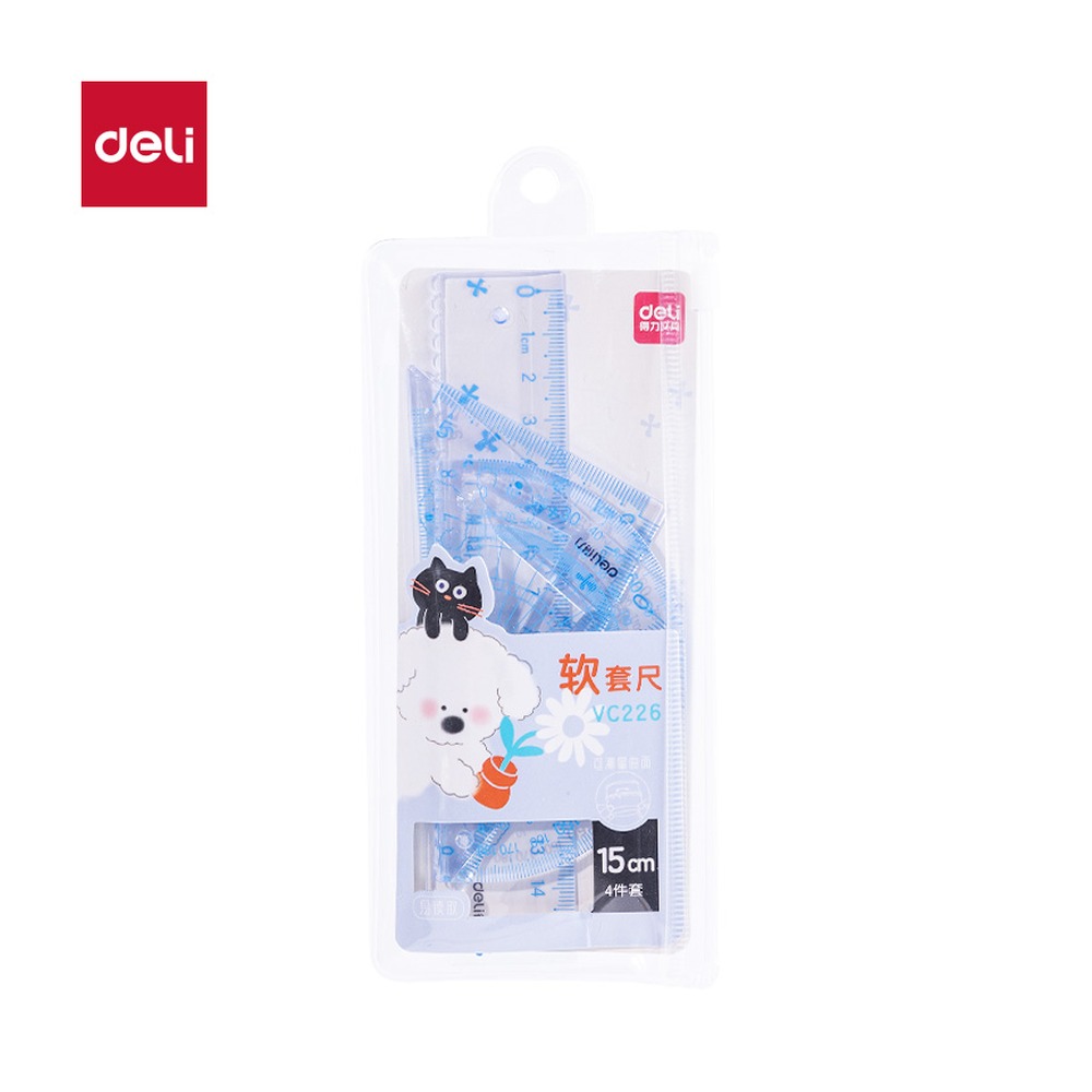 DELI/得力 主题卡通软套尺 VC226 颜色:蓝；尺寸:15cm 单位:套