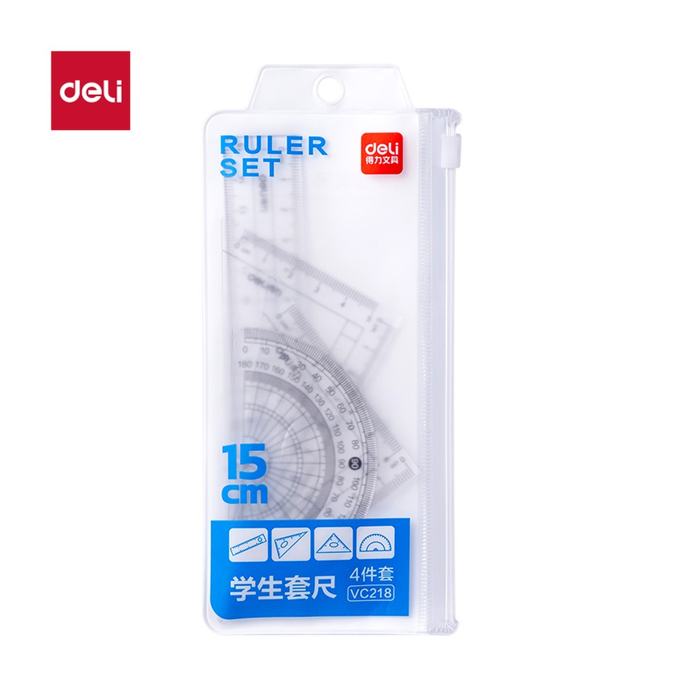 DELI/得力 简约蓝PS套尺 VC218 颜色:蓝；尺寸:15cm 单位:套